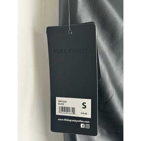 90 Degree Reflex Super High Waist Faux Leather Fleece Lined Leggings Small Black - Picture 8 of 10